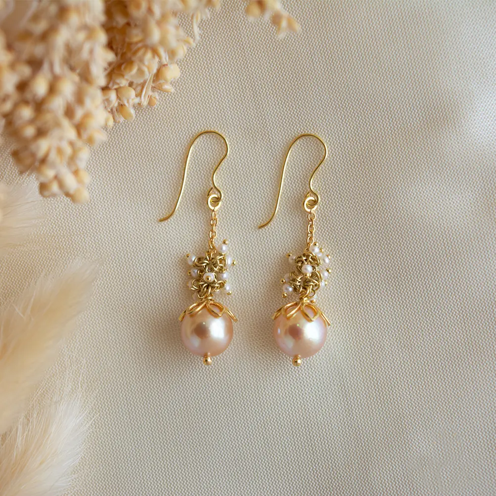 Gold Hibiscus Pearl Drop Earrings – Chan Luu