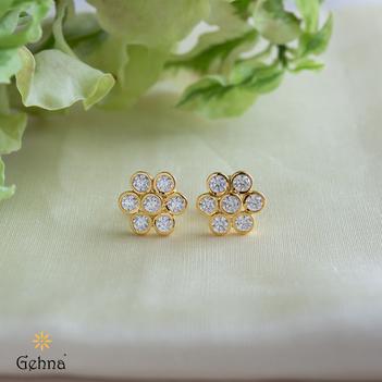 18k Gold Plated Clover Design Dangling Stud Earrings – Balara Jewelry