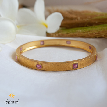 Classic Pink Tourmaline Bangle in 22K Gold (2'2 size & 1 Pc)