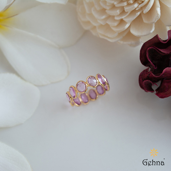 Pretty in Pink Sapphire 18K Gold Eternity Ring