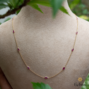 Cerise Natural Ruby 18k Gold Chain (16 Inches)