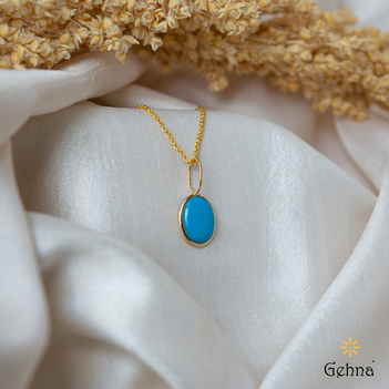 Cerulean Natural Turquoise 18K Gold Pendant (without chain)