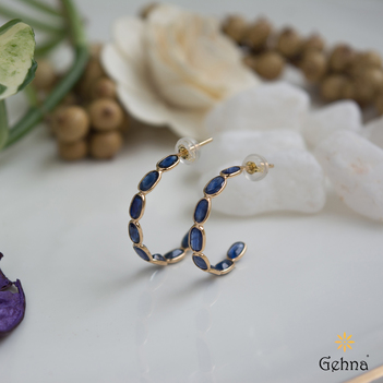 Oceanic Blue Sapphire 18k Gold Hoop Earrings