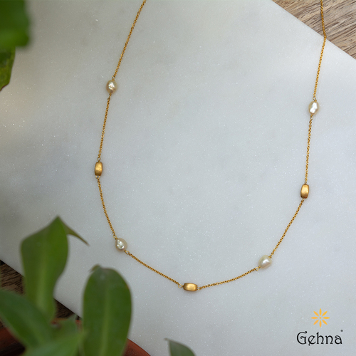 3 Layer Gold Chain and Pearl Necklace- Order Wholesale