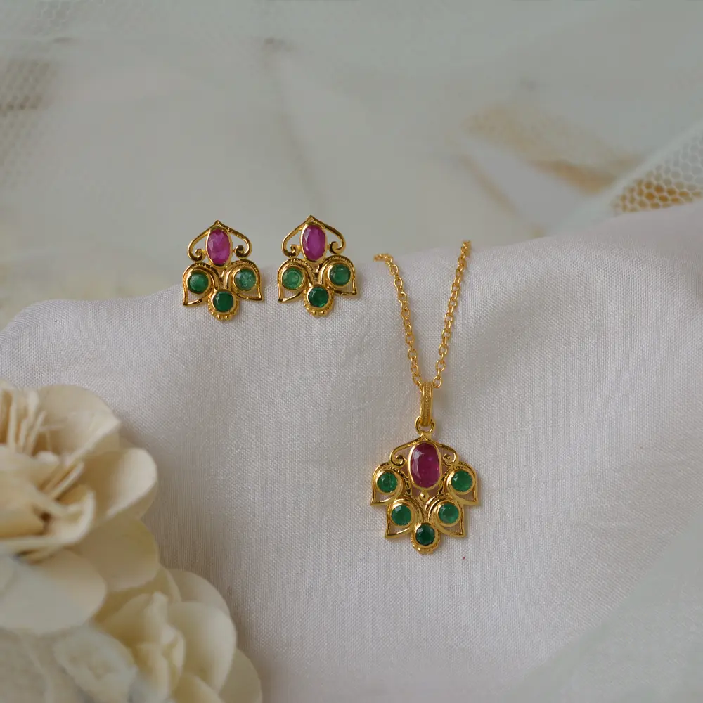 Ruby and emerald deals pendant