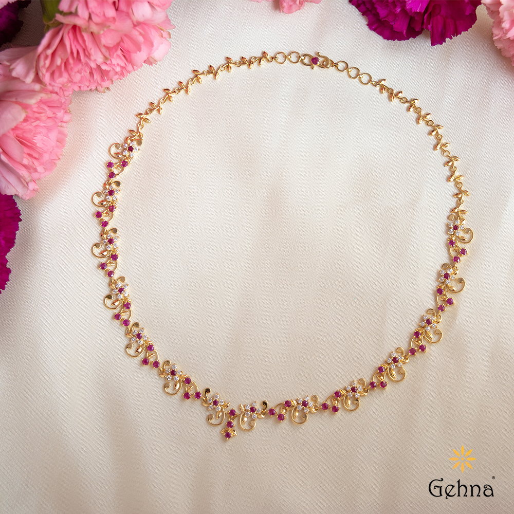 Shop Impeccable Ruby and Diamond 18K Gold Necklace for Women | Gehna