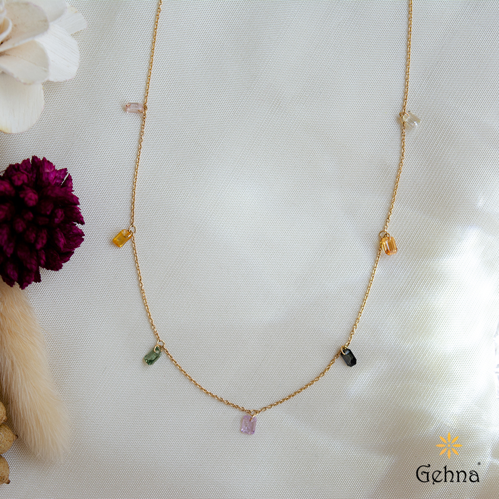 Blushing Multi Sapphire 18K Gold Chain