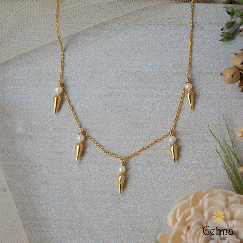 Double Strand Spike Necklace, Yellow Gold