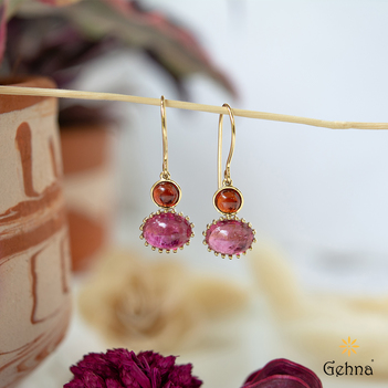 Romantic Lovely Earrings with Natural Garnet Gemstone - Rose Gold