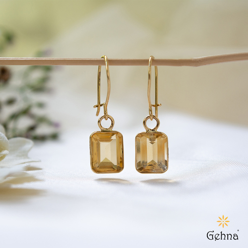 6MM Trillion Cut Citrine Earrings 14K Yellow Gold – GDS