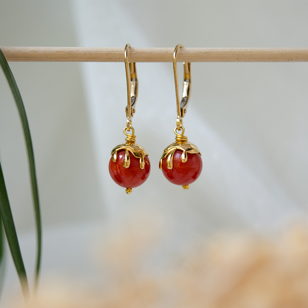 Pair Coral Double Drop Earrings | Rutherford