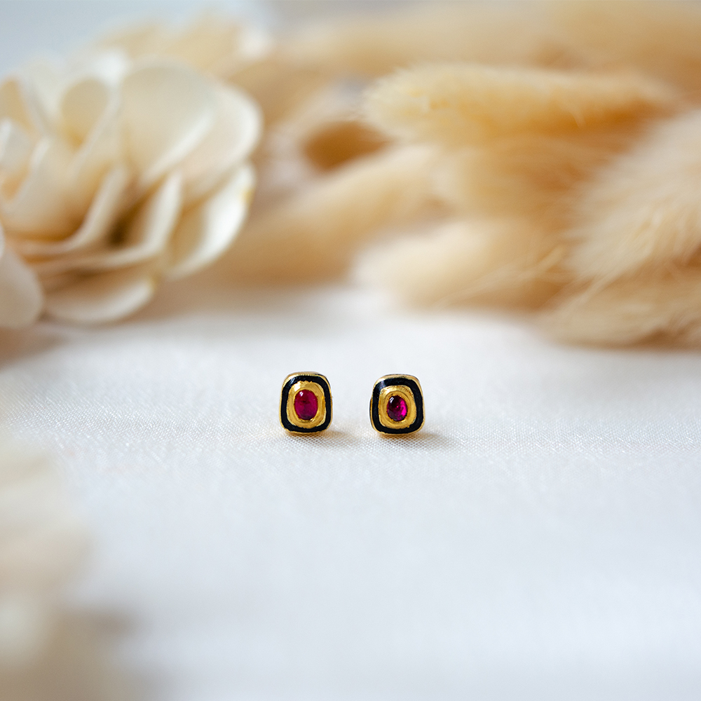 18K Gold Plated Intricately Designed Traditional Meenakari Earrings Glided With Kundans & Pearls main image 0