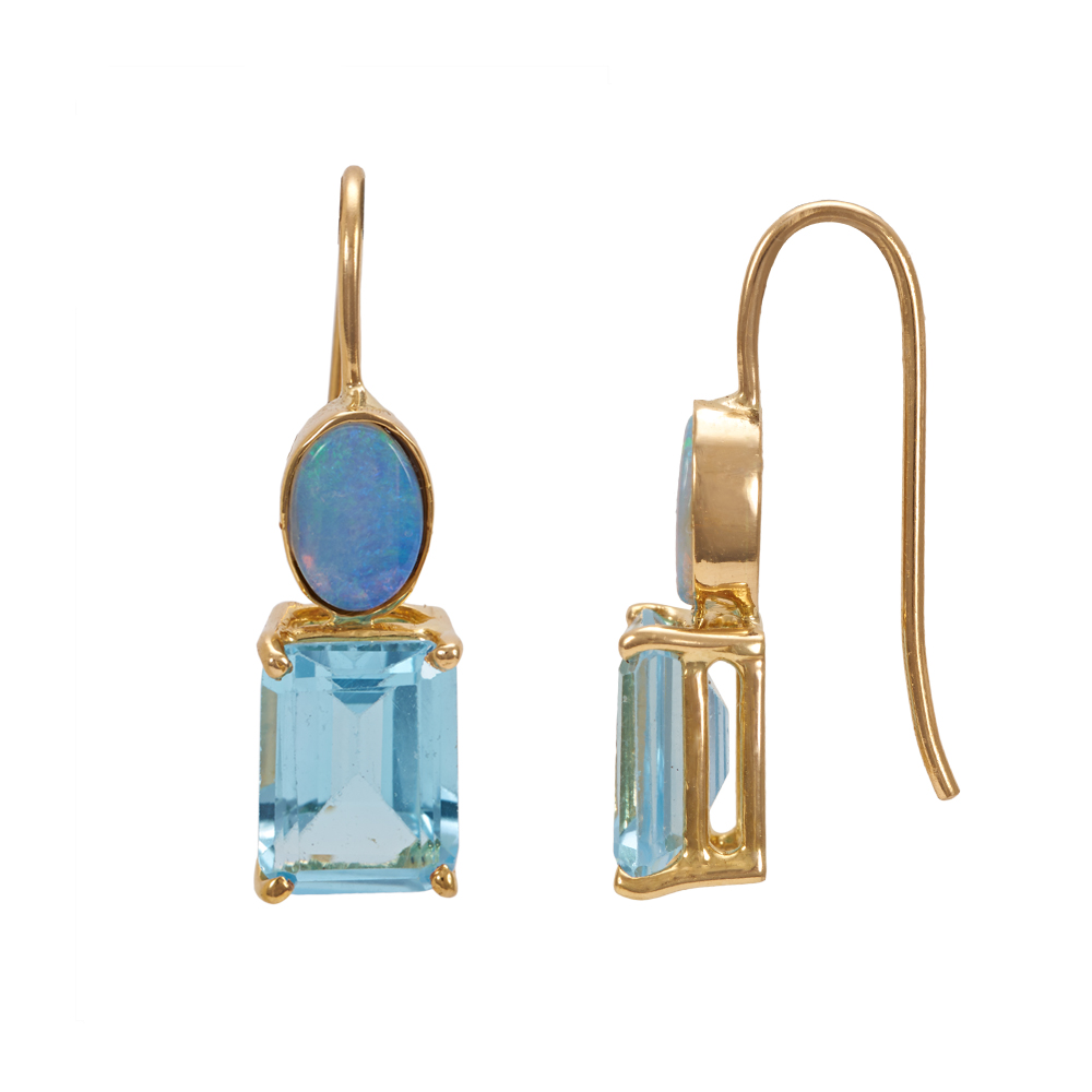 Emerald cut blue topaz earrings deals