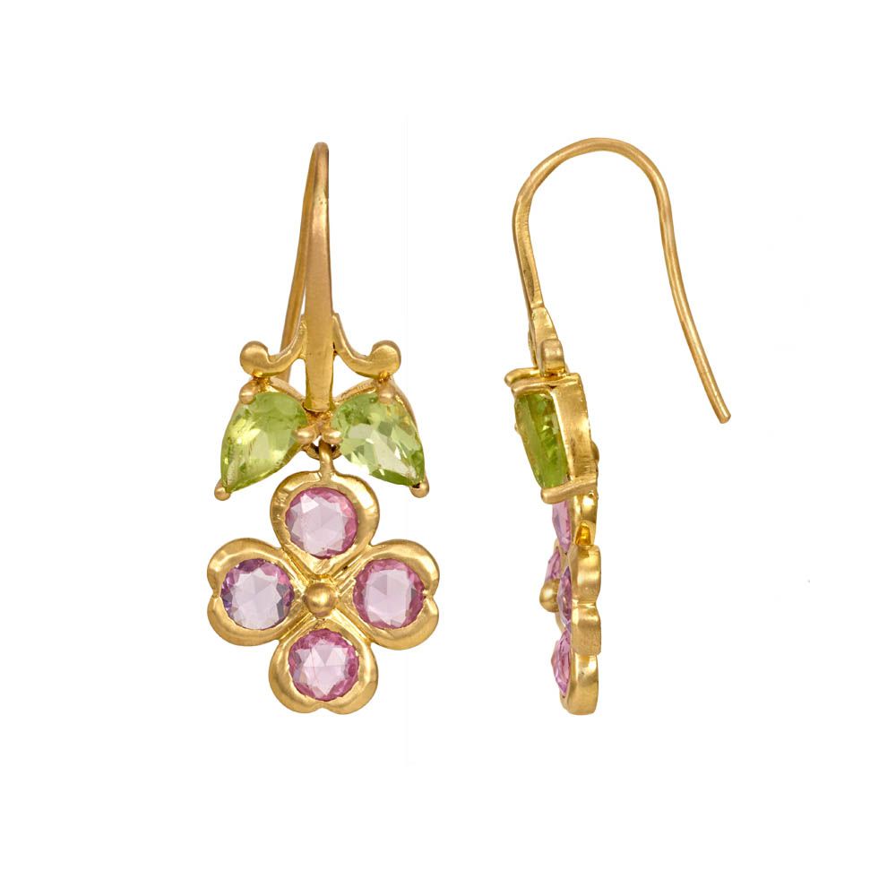 Kuberbox 18Kt Yellow Gold Diamond and Peridot Drop Earrings For Women   Amazonin Fashion