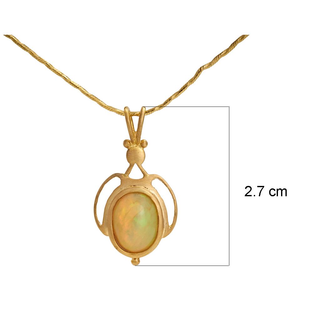 Vintage Solid Opal Pendant Necklace, Gold Vermeil, 1950s Minimalist - Ruby  Lane