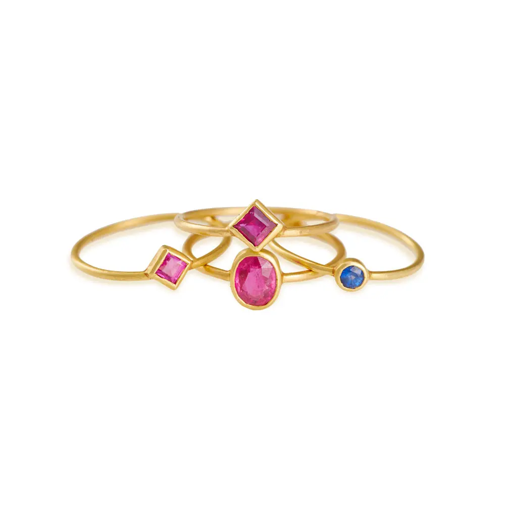 Natural Ruby in 14 Karat White Gold Stackable Ring