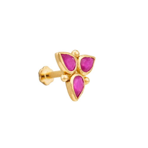 Pleasing Ruby 22K Gold Nosepin
