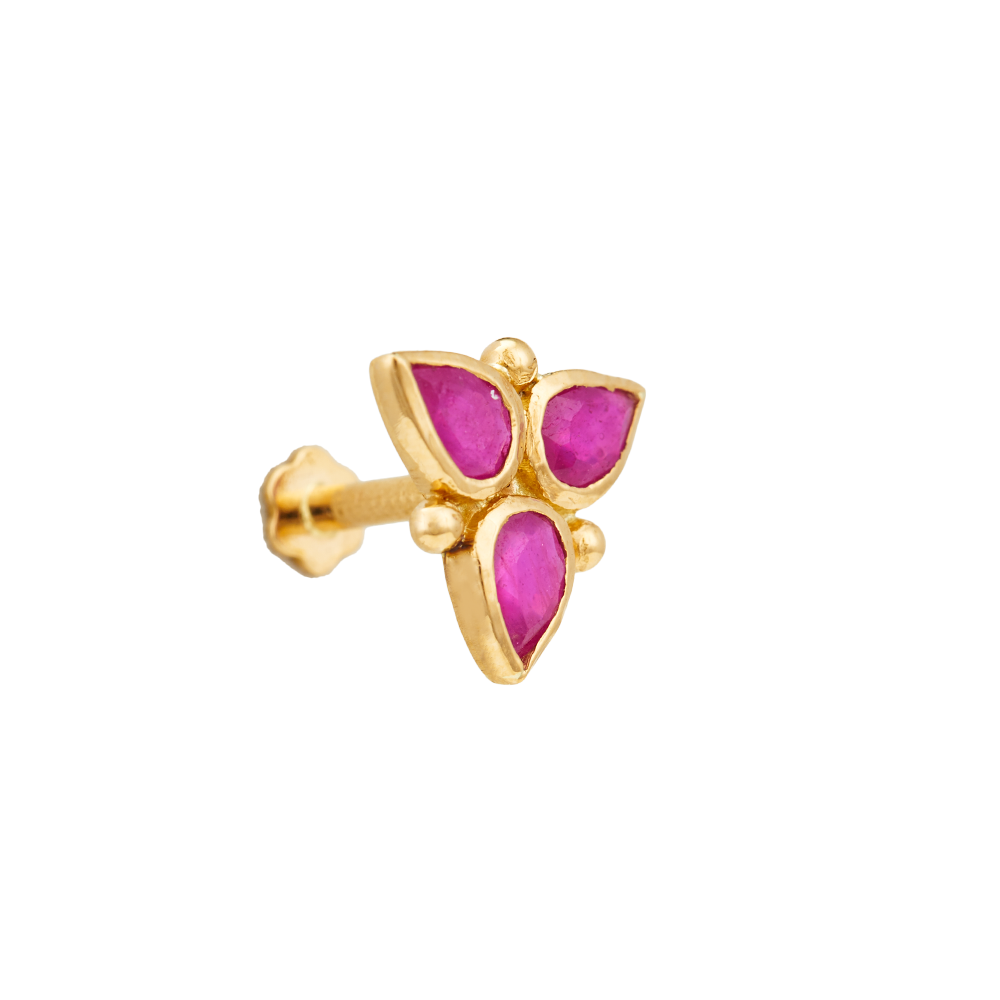 Pleasing Ruby 22K Gold Nosepin