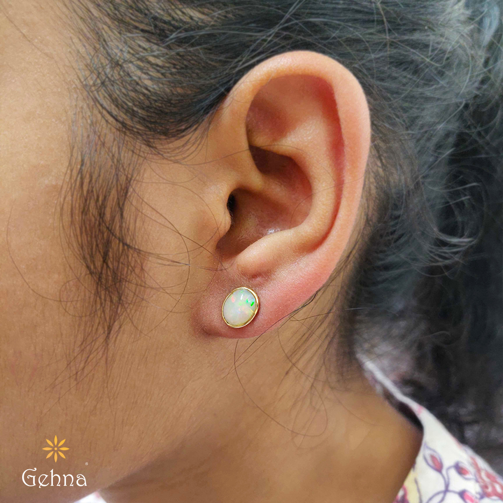 ethiopian opal stud earrings