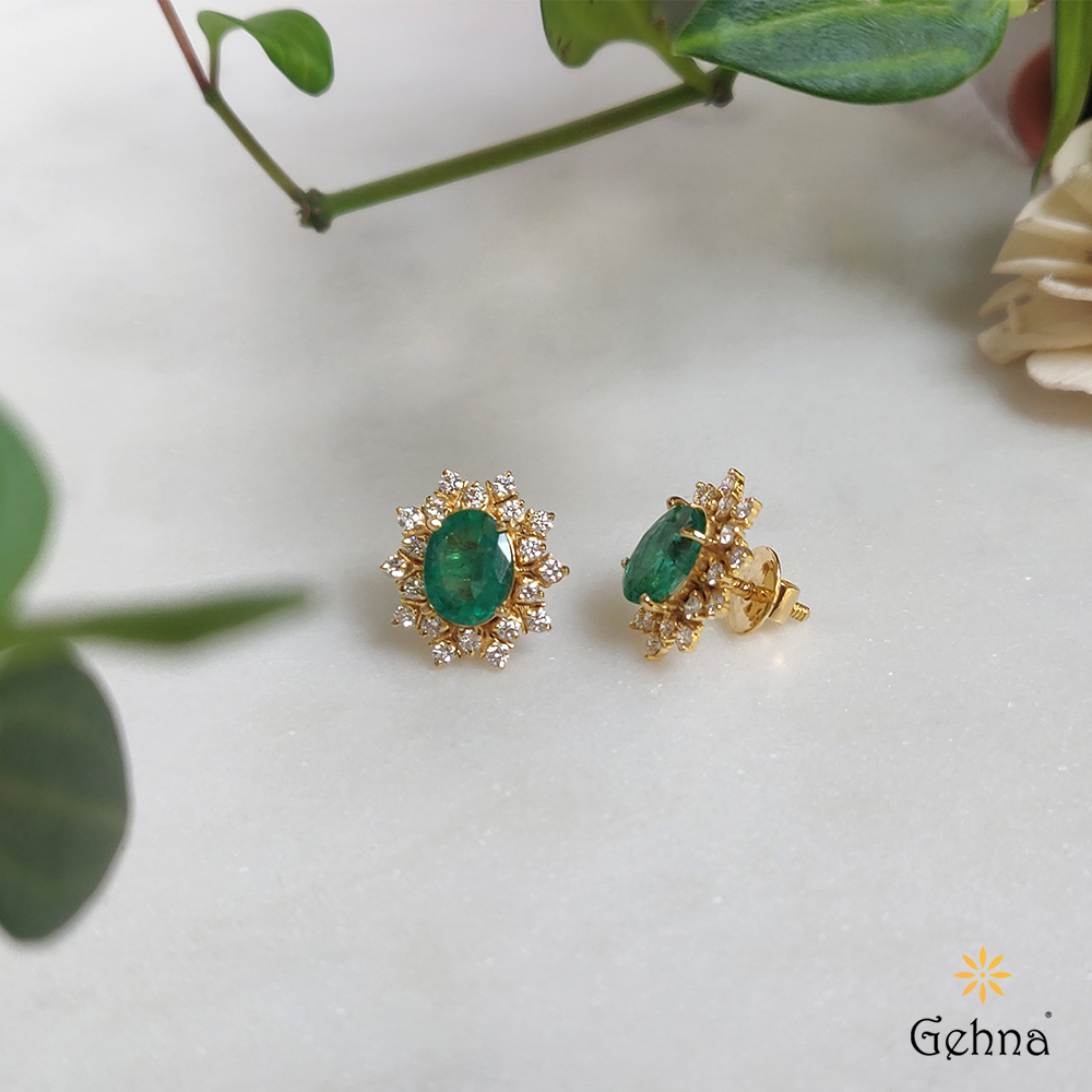 Buy Emerald Earrings: Solid 14k Gold, Platinum, or Sterling Silver Studs  Lab Grown Gemstones for Men or Women Made in Oregon Online in India - Etsy