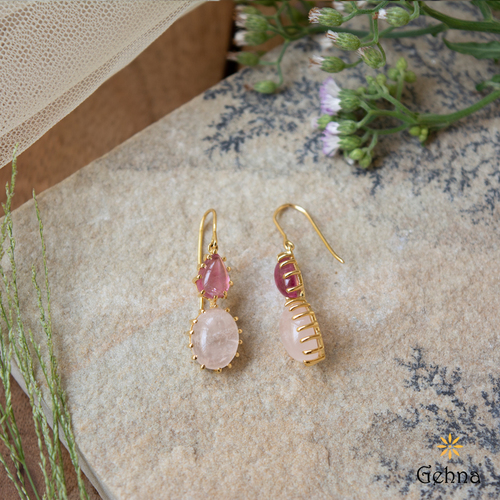 Rose Quartz Polished Point Earrings in Wire Wrapped Dangle Setting | New  Moon Beginnings