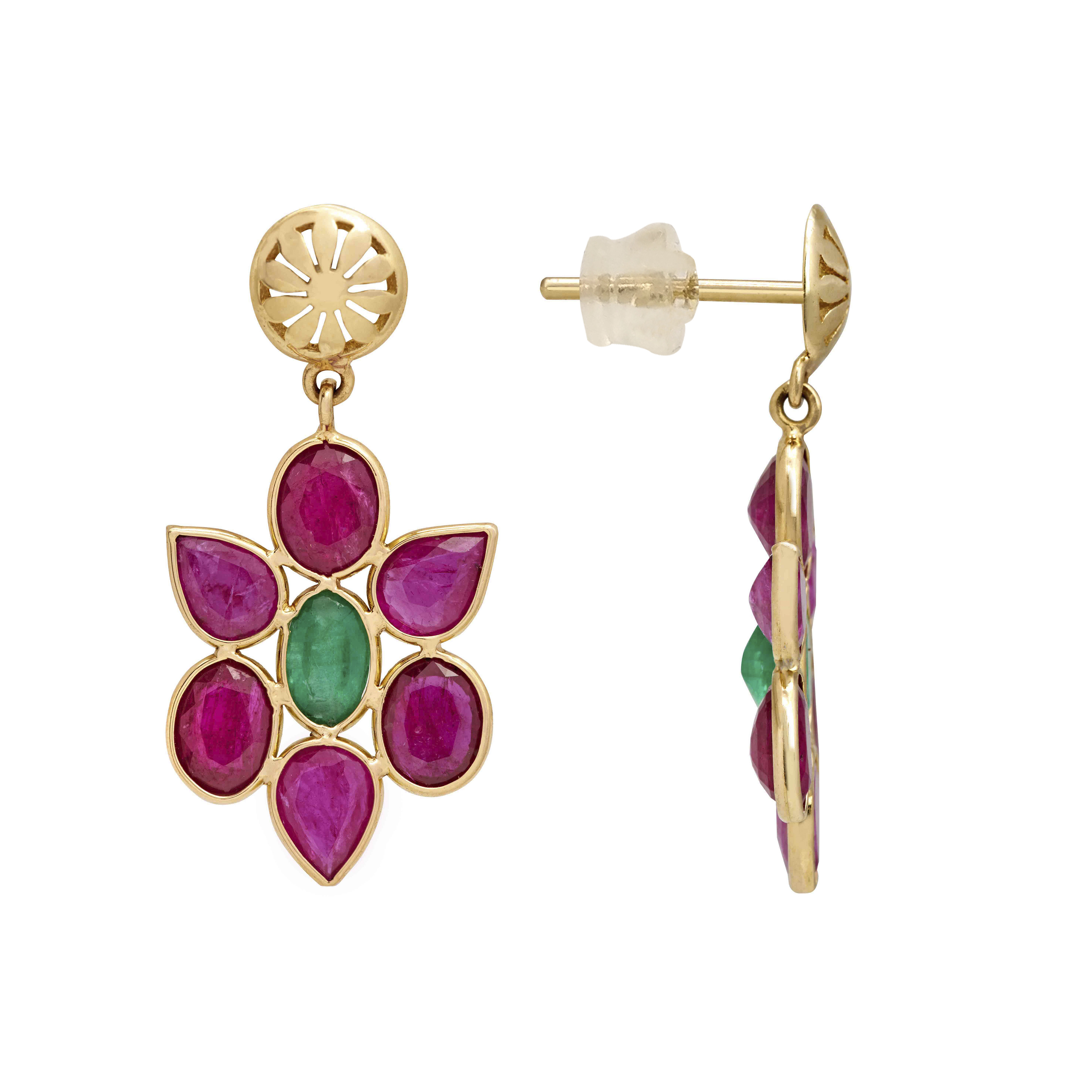 Ruby emerald  diamond earring  JEWELS BY QUEENIE