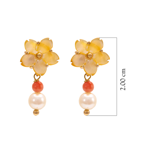 Pearl and coral gold earrings on sale