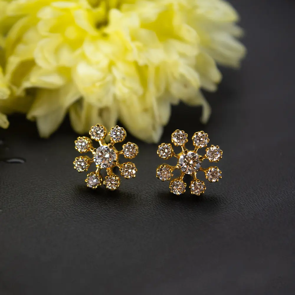 Buy Natural Diamond Earrings 22k Gold Stud Jewelry Double Cut Online in  India  Etsy