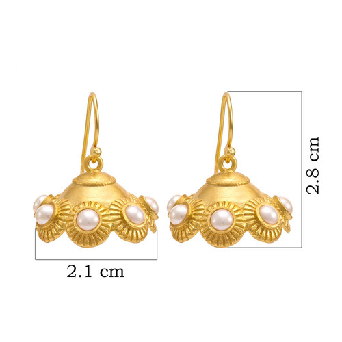 Details about   18K Gold Plated 925 Sterling Silver Pearl Jhumka Earring Gemstone Jewelry 