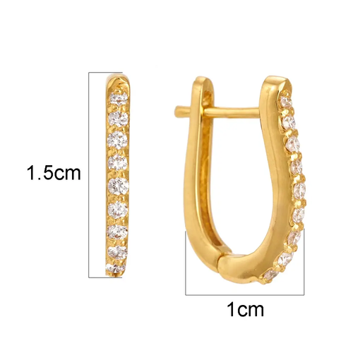 Gold classic earrings rings 1 cm | JewelryAndGems.eu