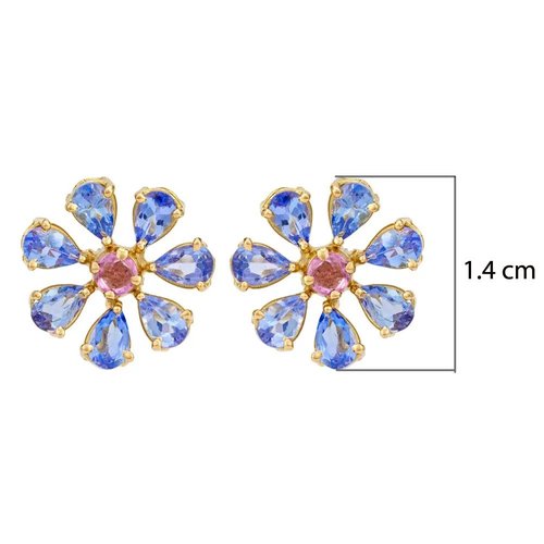 Shop Tanzanite and Pink Sapphire 18k Gold Stud Earrings Online in