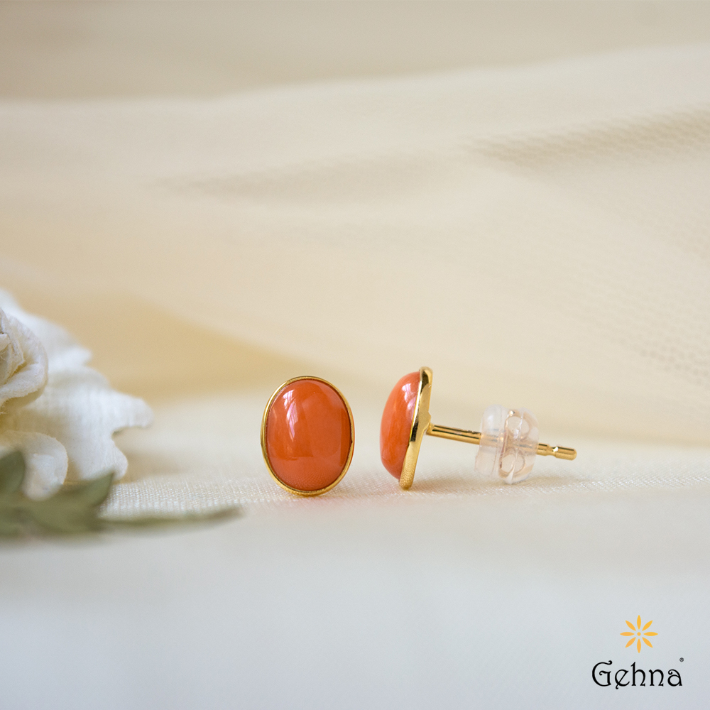 Shop Tasteful Coral Gold & Silver Earring Online | Gehna