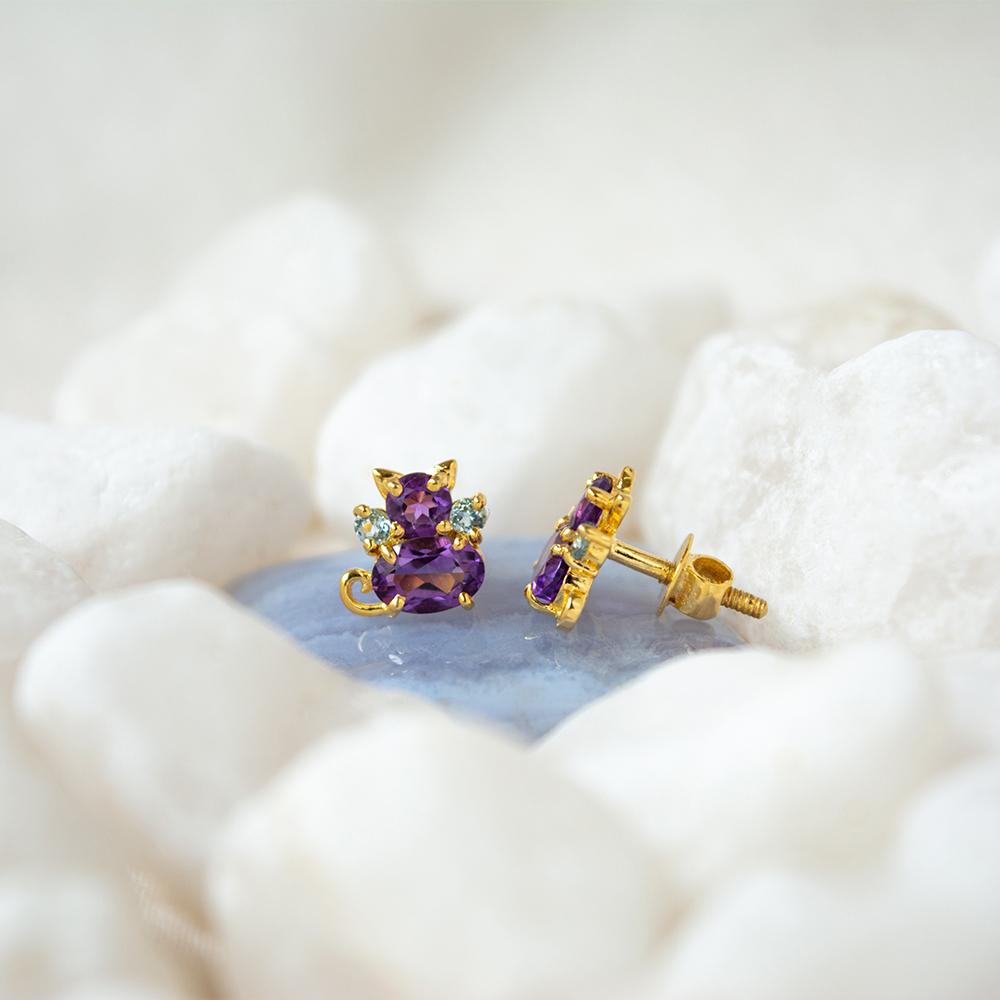 14k Rose Gold Amethyst Earrings